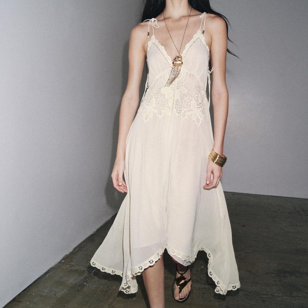 NWT ZARA ZW COLLECTION ASYMMETRIC CROCHET DRESS